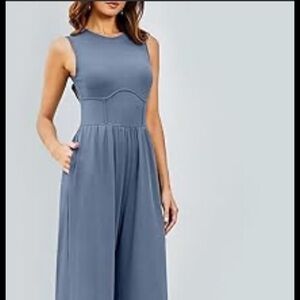 Cider Ribbed Blue Jump Suit